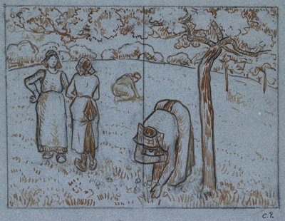 Compositional Study of Four Female Peasants Working in an Orchard (